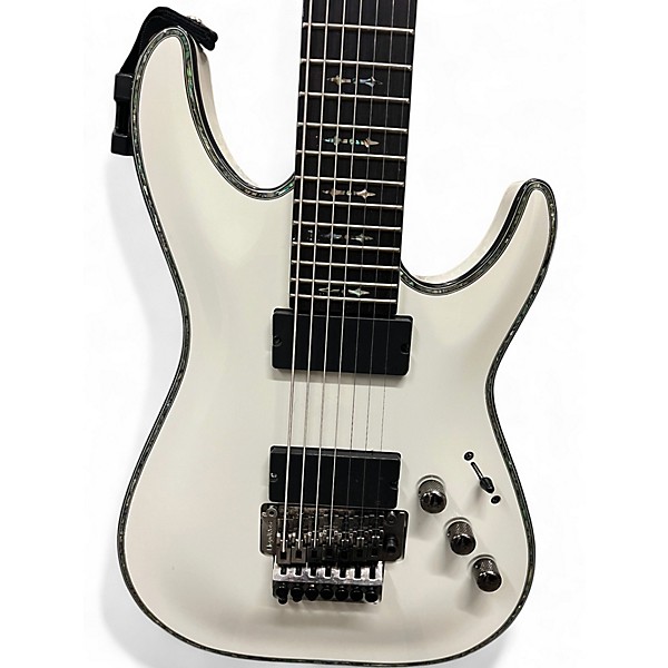 Used Schecter Guitar Research Hellraiser C7 7 String White Solid Body Electric Guitar