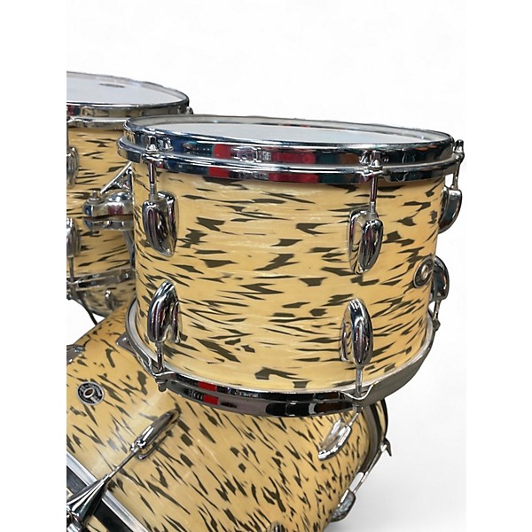 Vintage 1972 Slingerland 4 Piece NEW ROCK DRUM SET WHITE TIGER  Drum Kit