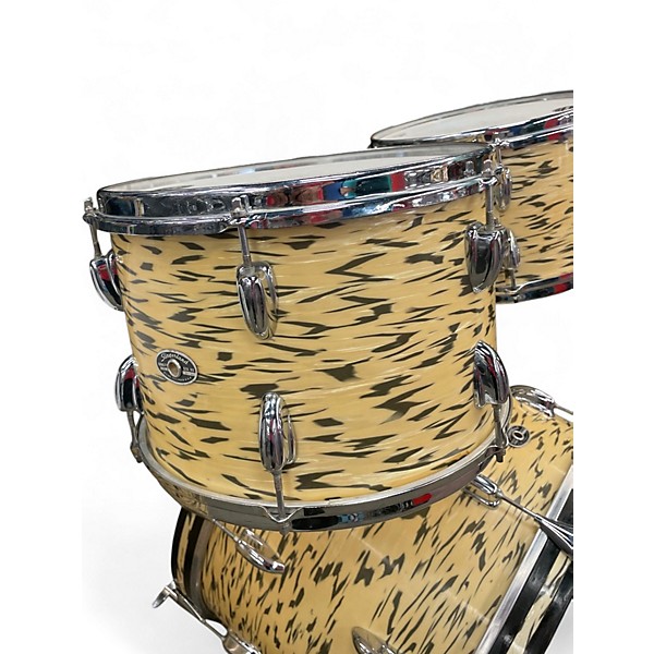 Vintage 1972 Slingerland 4 Piece NEW ROCK DRUM SET WHITE TIGER  Drum Kit