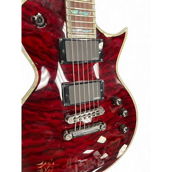 Used ESP LTD EC1000 Deluxe Trans Red Solid Body Electric Guitar