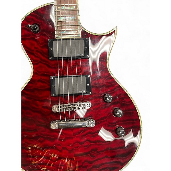 Used ESP LTD EC1000 Deluxe Trans Red Solid Body Electric Guitar
