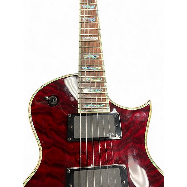 Used ESP LTD EC1000 Deluxe Trans Red Solid Body Electric Guitar