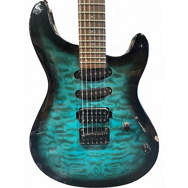 Used Fernandes Strat Style aqua burst Solid Body Electric Guitar