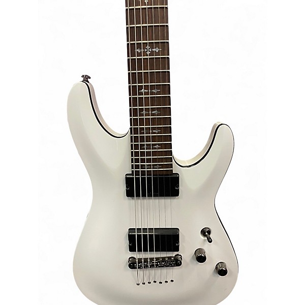 Used Schecter Guitar Research Demon 7 String Arctic White Solid Body Electric Guitar