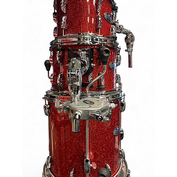 Used Pearl 6 Piece Masters Maple Complete Red Sparkle Drum Kit