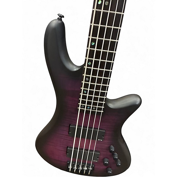 Used Schecter Guitar Research Stiletto Studio 5 String Limited Edition Transparent Purple Burst Electric Bass Guitar
