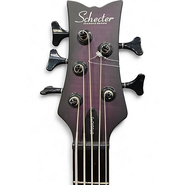 Used Schecter Guitar Research Stiletto Studio 5 String Limited Edition Transparent Purple Burst Electric Bass Guitar