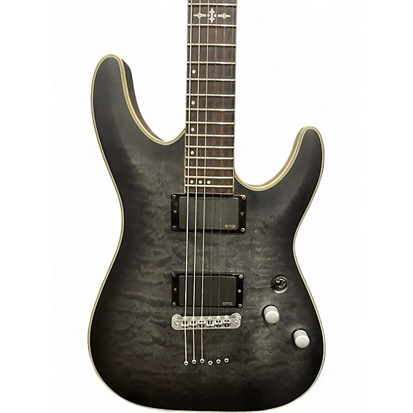 Used Schecter Guitar Research C1 Platinum Trans Black Solid Body Electric Guitar