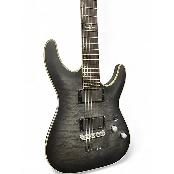 Used Schecter Guitar Research C1 Platinum Trans Black Solid Body Electric Guitar