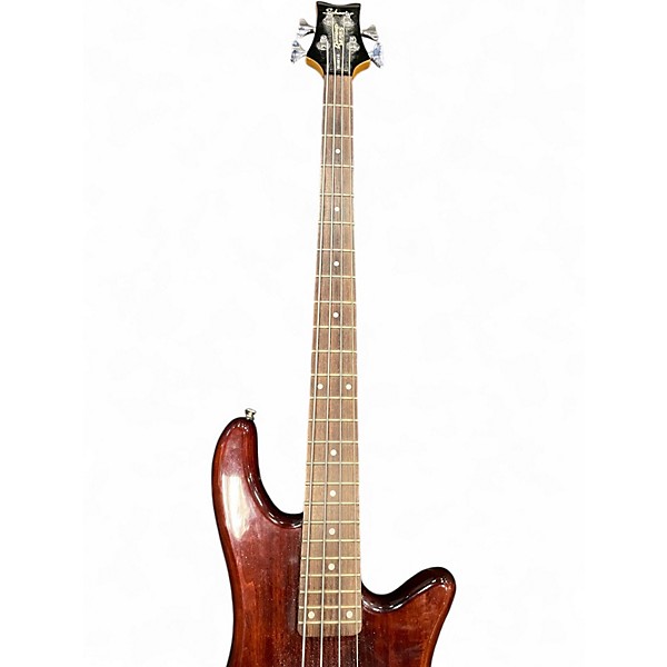 Used Schecter Guitar Research Stiletto Deluxe 4 String Brown Electric Bass Guitar