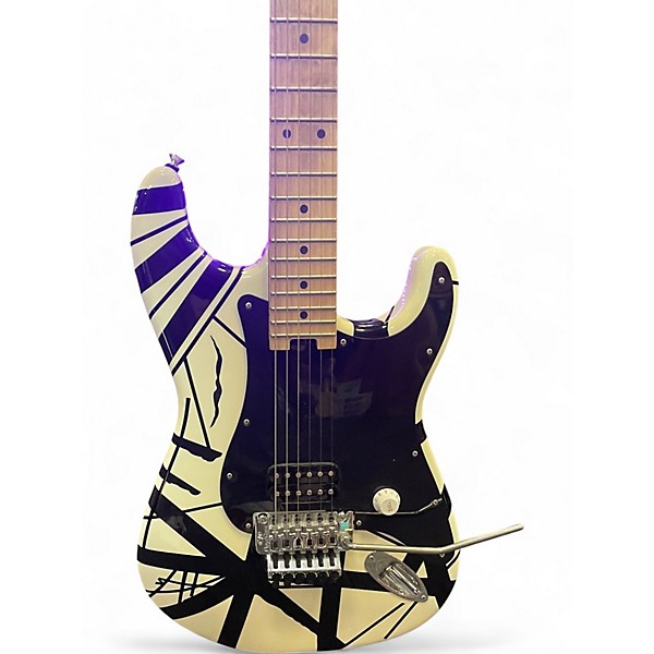 Used EVH Striped Series Black and White Solid Body Electric Guitar