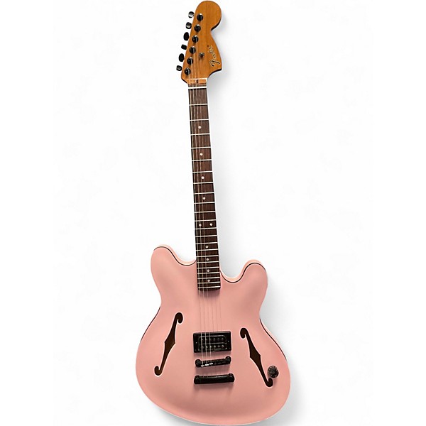 Used Fender Tom Delonge Stratocaster satin shell pink Hollow Body Electric Guitar