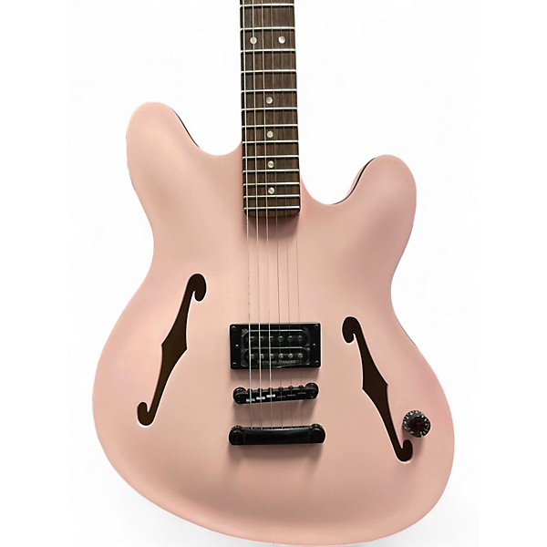 Used Fender Tom Delonge Stratocaster satin shell pink Hollow Body Electric Guitar