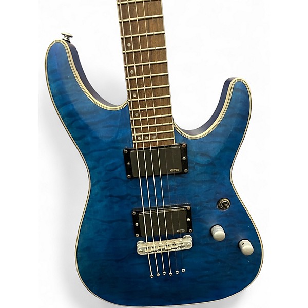 Used Schecter Guitar Research C1 Platinum TRANSPARENT MIDNIGHT BLUE Solid Body Electric Guitar