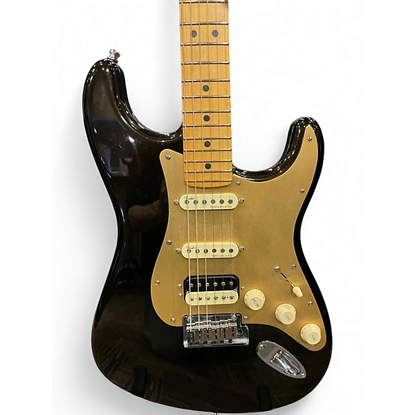 Used Fender American Ultra Stratocaster HSS Black and Gold Solid Body Electric Guitar