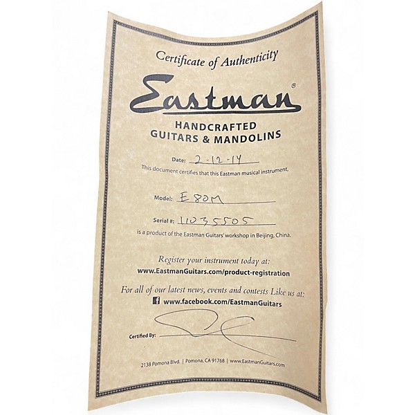 Used Eastman E8OM Natural Acoustic Guitar