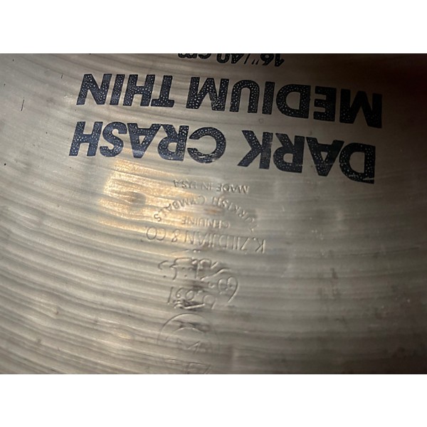 Used Zildjian 16in K Medium Dark Thin Crash Cymbal