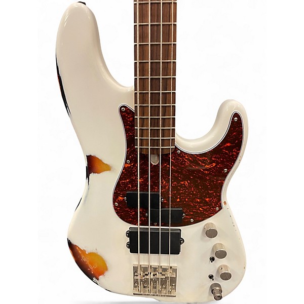 Used Rkm Custom Bass IV Road Worn White Electric Bass Guitar