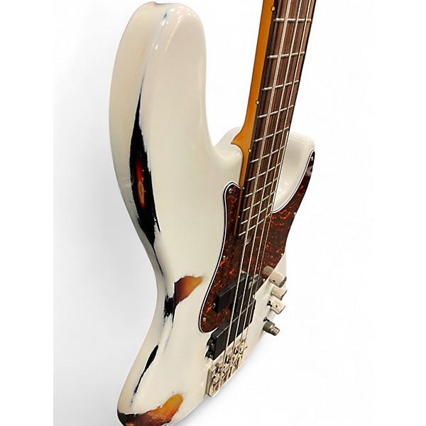 Used Rkm Custom Bass IV Road Worn White Electric Bass Guitar