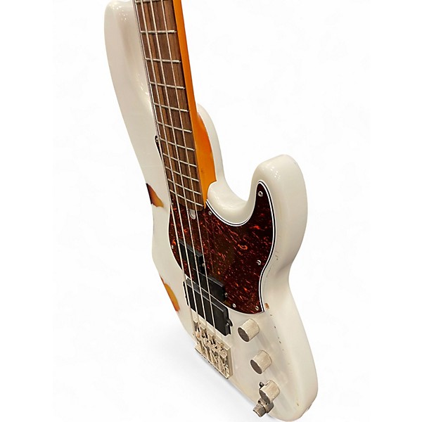 Used Rkm Custom Bass IV Road Worn White Electric Bass Guitar