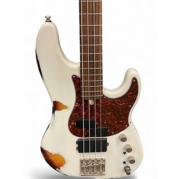 Used Rkm Custom Bass IV Road Worn White Electric Bass Guitar