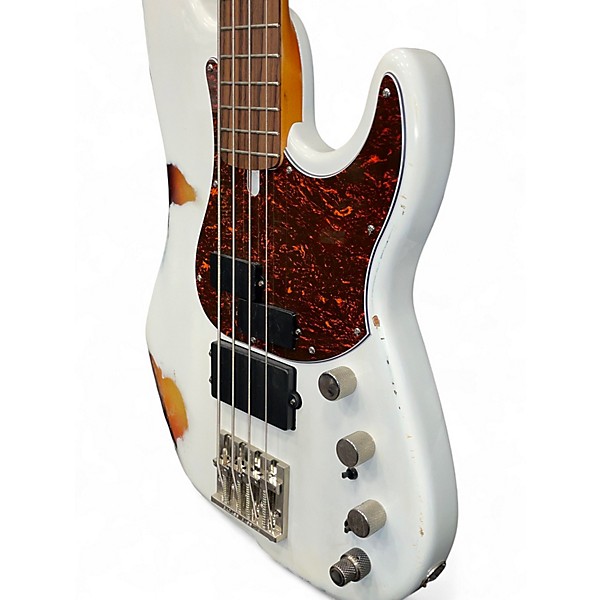 Used Rkm Custom Bass IV Road Worn White Electric Bass Guitar