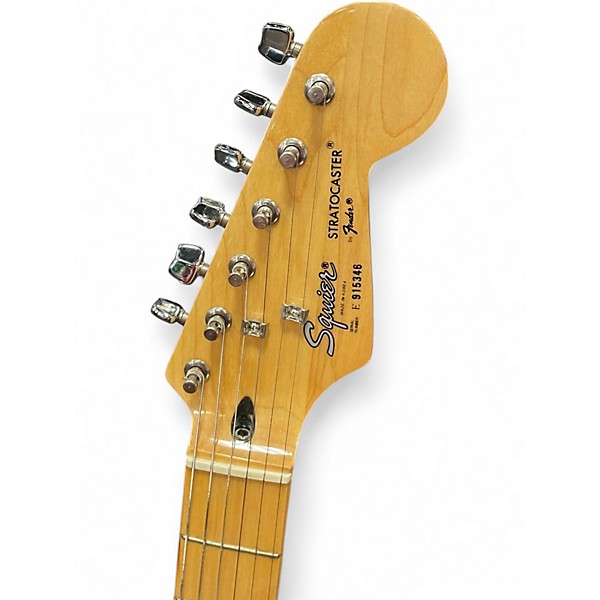 Used Squier Stratocaster Black Solid Body Electric Guitar