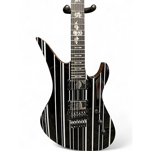 Used Schecter Guitar Research Synyster Gates Signature Custom Black with Silver Pinstripes Solid Body Electric Guitar