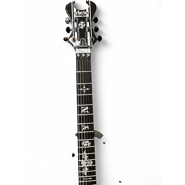 Used Schecter Guitar Research Synyster Gates Signature Custom Black with Silver Pinstripes Solid Body Electric Guitar