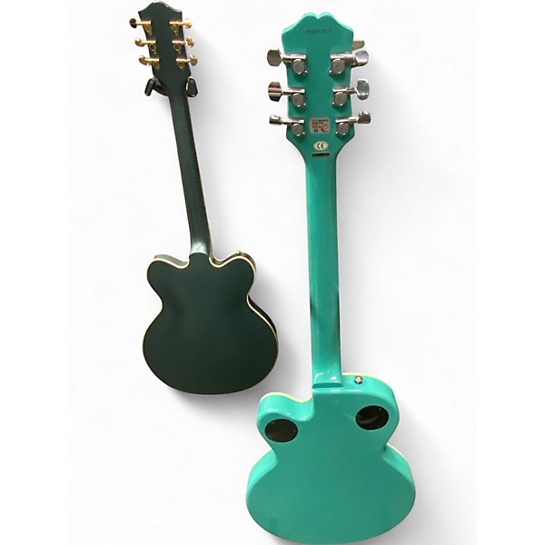 Used 2002 Epiphone Wildkat Turquoise Hollow Body Electric Guitar