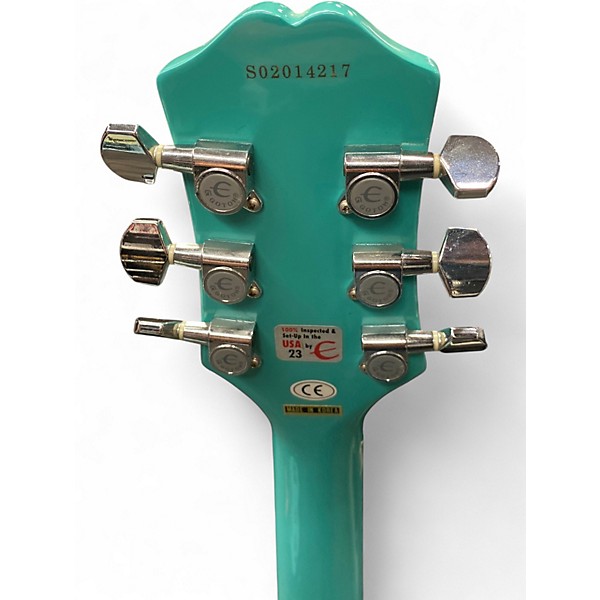 Used 2002 Epiphone Wildkat Turquoise Hollow Body Electric Guitar
