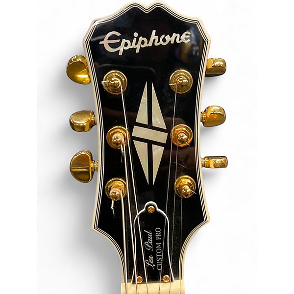 Used 2016 Epiphone Les Paul Custom Pro Alpine White Solid Body Electric Guitar