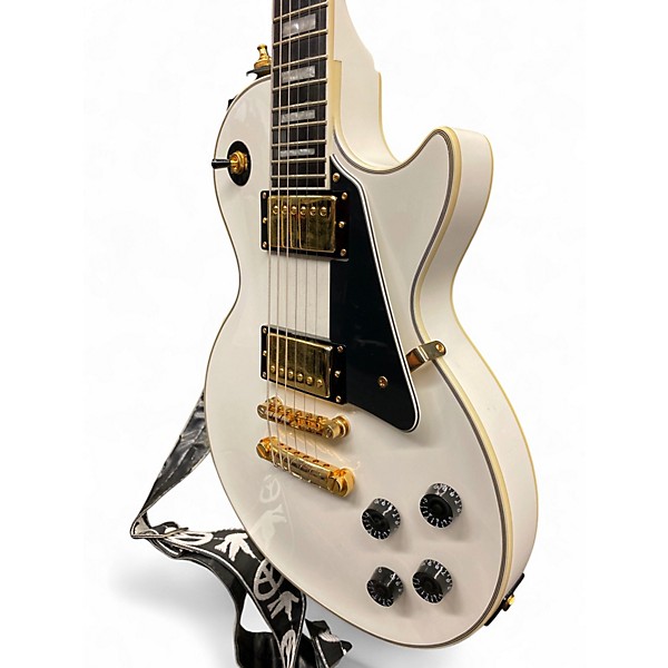 Used 2016 Epiphone Les Paul Custom Pro Alpine White Solid Body Electric Guitar