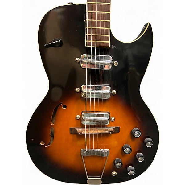 Vintage 1960s Kay SPEED DEMON 2 Color Sunburst Hollow Body Electric Guitar