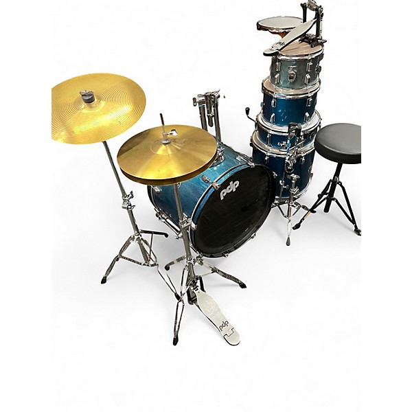 Used PDP by DW 5 Piece ENCORE Azure Blue Sparkle Drum Kit
