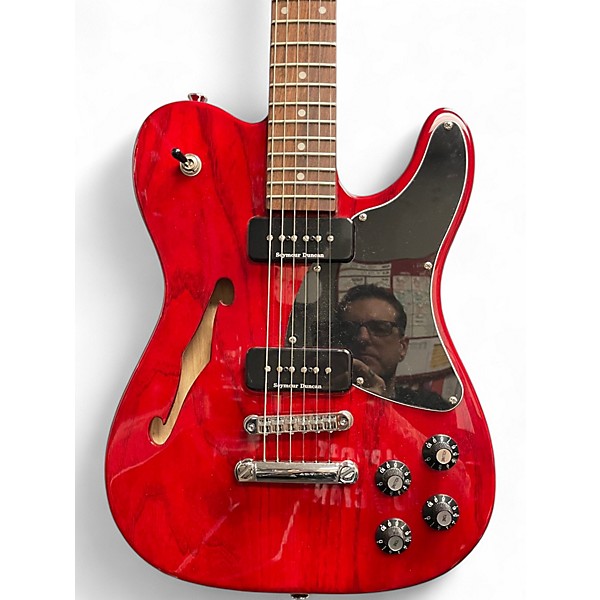 Used Fender JA90 Jim Adkins Thinline Telecaster Red Hollow Body Electric Guitar