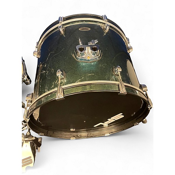 Used SPL 5 Piece UNITY II Pine Green Glitter Drum Kit