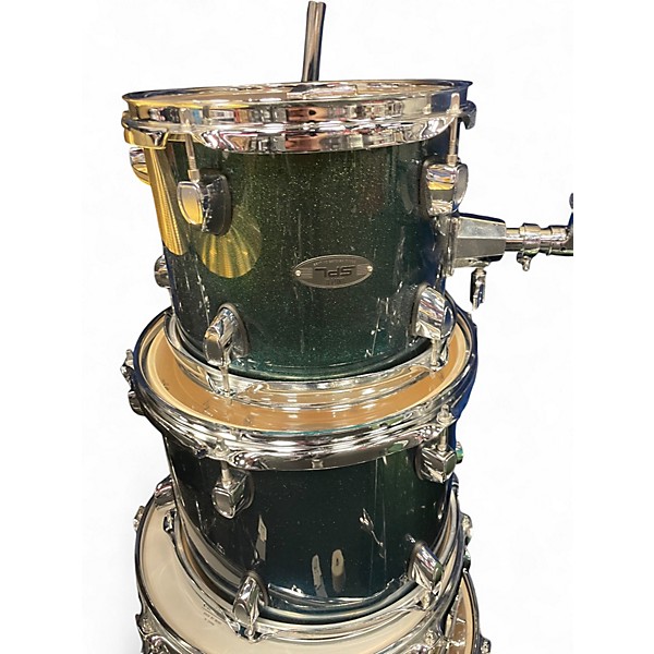 Used SPL 5 Piece UNITY II Pine Green Glitter Drum Kit