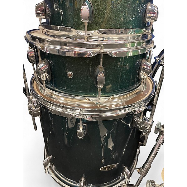 Used SPL 5 Piece UNITY II Pine Green Glitter Drum Kit