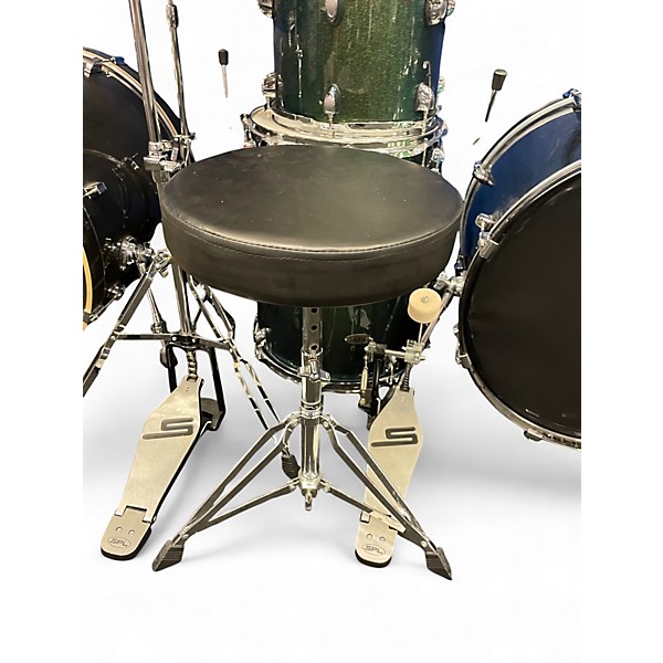 Used SPL 5 Piece UNITY II Pine Green Glitter Drum Kit