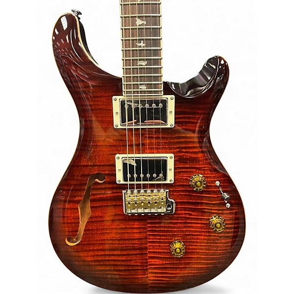 Used PRS SE Custom 24 SEMI-HOLLOW PIEZO TIGER ORANGE Hollow Body Electric Guitar