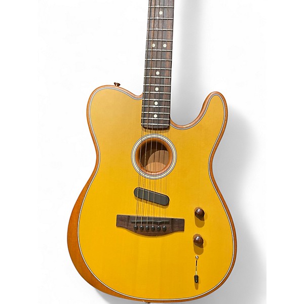 Used Fender ACUSTOSONIC PLAYER TELECASTER Vintage Yellow Acoustic Electric Guitar