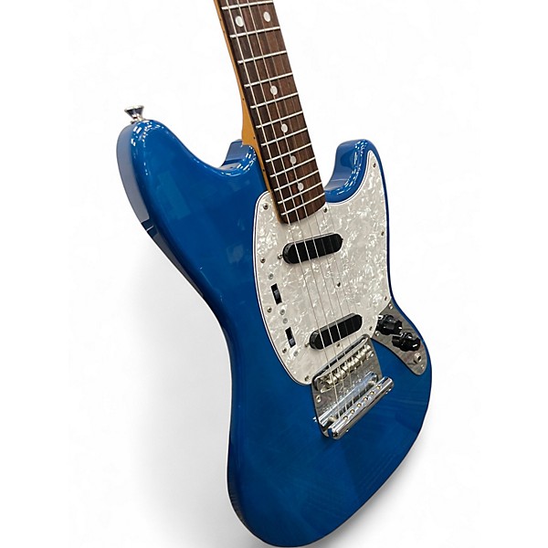 Used Fender MIJ Mustang Sapphire Blue Trans Solid Body Electric Guitar