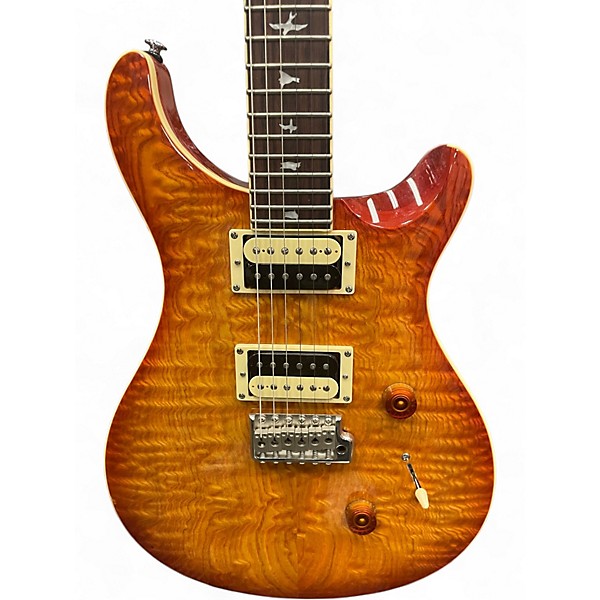 Used PRS SE CE24 BURLED ASH Trans Orange Solid Body Electric Guitar