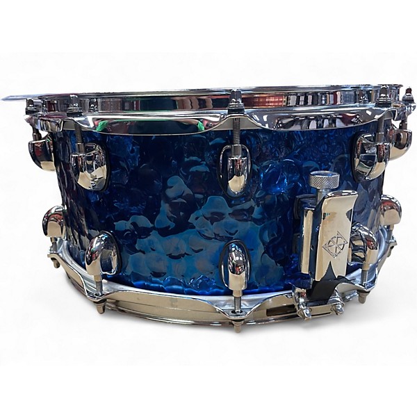 Used Dixon 14in Cornerstone Titanium-Plated Hammered Steel Snare 14 x 6.5 Blue Titanium Drum
