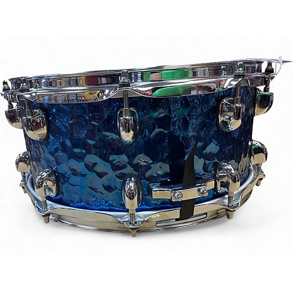 Used Dixon 14in Cornerstone Titanium-Plated Hammered Steel Snare 14 x 6.5 Blue Titanium Drum