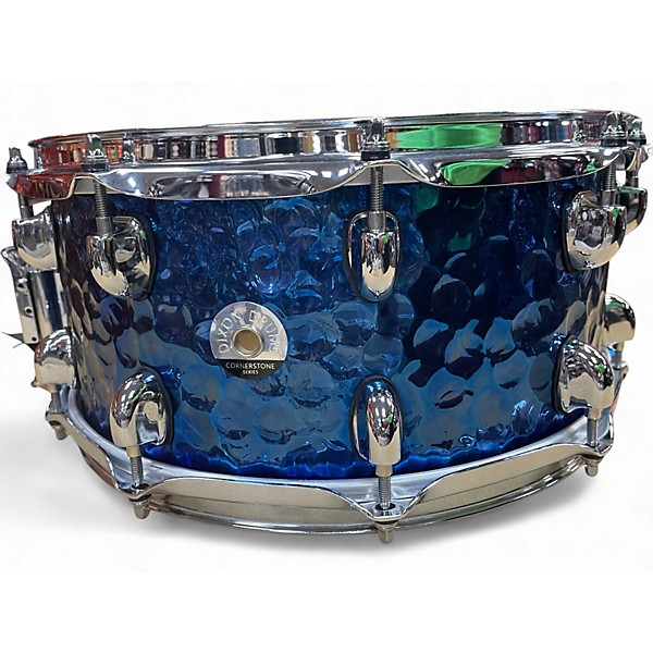 Used Dixon 14in Cornerstone Titanium-Plated Hammered Steel Snare 14 x 6.5 Blue Titanium Drum