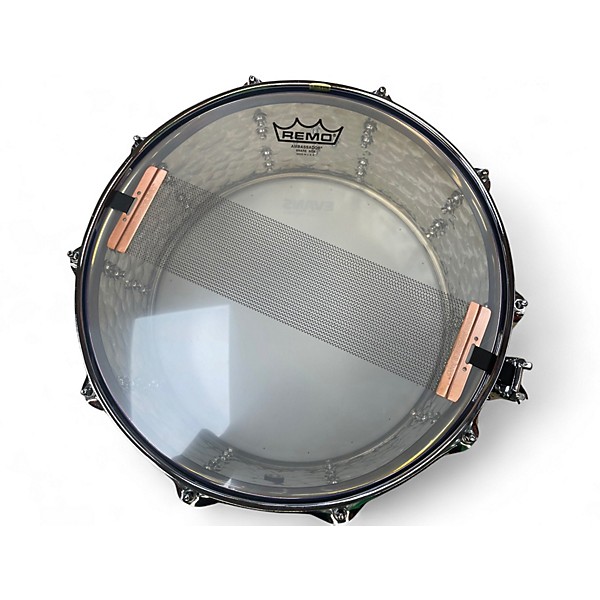 Used Dixon 14in Cornerstone Titanium-Plated Hammered Steel Snare 14 x 6.5 Blue Titanium Drum
