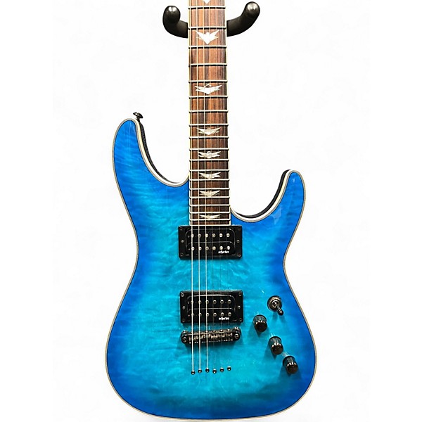 Used Schecter Guitar Research Omen Extreme 6 Ocean Blue Burst Solid Body Electric Guitar