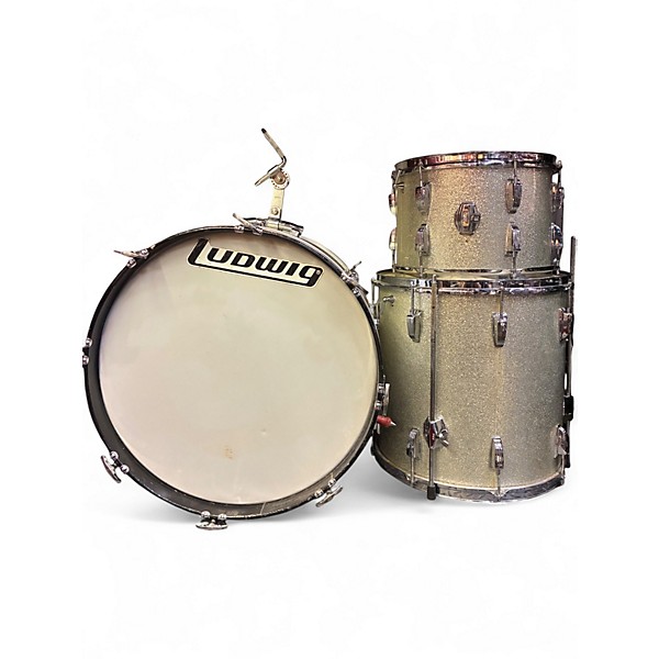 Vintage 1963 Ludwig 3 Piece Maple Classic Silver Sparkle Drum Kit